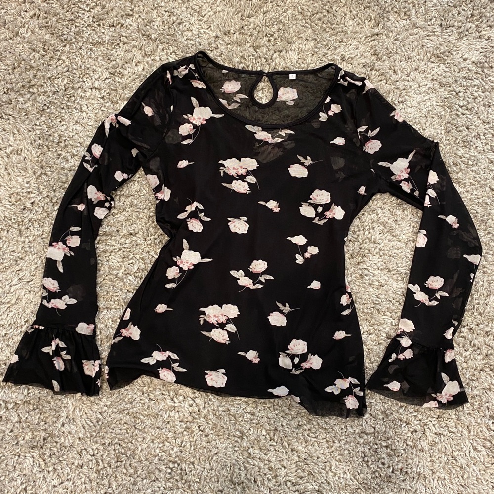 Black dress shirt w/ flowers